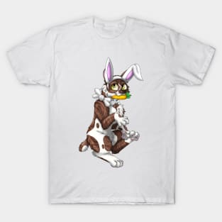 Bobtail BunnyCat: Chocolate Bicolor Tabby (White) T-Shirt